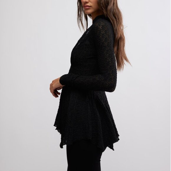 FREE PEOPLE Janey Lace Top / Black - Picture 2 of 5